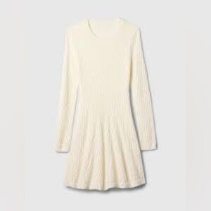 Cash Soft Cream Cable Knit Sweater Dress